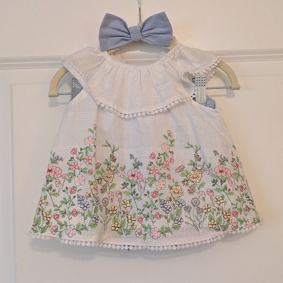 Little Me Baby Girl Size 6M NWOT Spring Floral 3 Piece Tank Shorts Bow Outfit - Picture 1 of 4